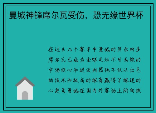 曼城神锋席尔瓦受伤，恐无缘世界杯